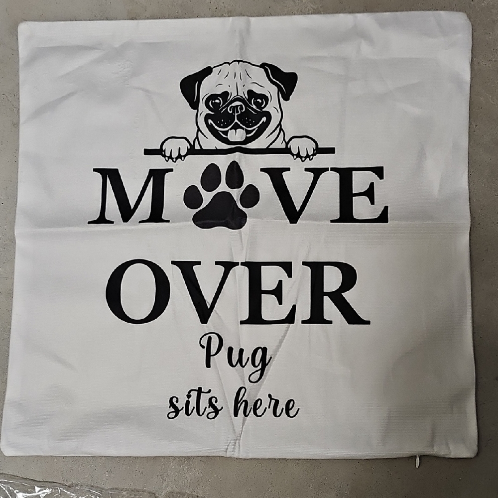 Nwt Pug Dog Pillow Cover - White